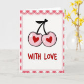 Carte Pink Hearts Cherries Love Card (Fleur jaune)