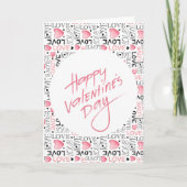 Carte Pink Hearts Love Typography Happy Valentine's Day (Devant)