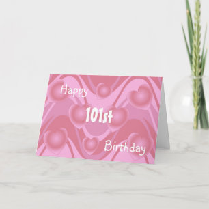 Carte Pink Hearts Personalised 101st Birthday Card