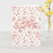 Carte Pink Hearts Valentine's Day Love   (Fleur jaune)