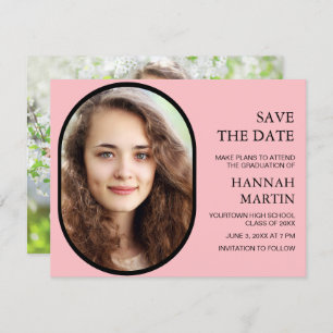 Carte Pink High School Graduation Photo Enregistrer la d