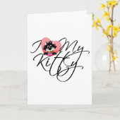 Carte Pink I Love My Kitty Tshirts et cadeaux (Fleur jaune)