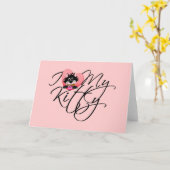 Carte Pink I Love My Kitty Tshirts et cadeaux (Fleur jaune)