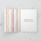 Carte Pink Ivory Cream Stripes Dolphin Birthday (Intérieur)