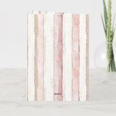 Carte Pink Ivory Cream Stripes Pink Orchids Birthday (Dos)