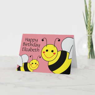 Carte Pink Joyeux Anniversaire Bumble Bee Personnalisé