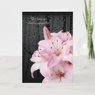 Carte Pink Lilies et Raindrops Sympathie