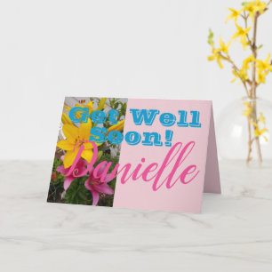 Carte Pink Lily Flower s'en sortir bientôt Femme Nom Car