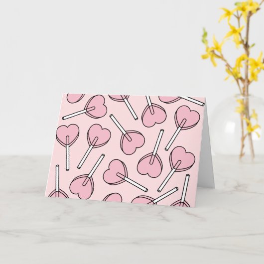 Carte Pink Lollipops, Heart Lollipops, Lollipop Pattern (Fleur jaune)
