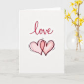 Carte Pink Love Hearts Valentines Card (Fleur jaune)