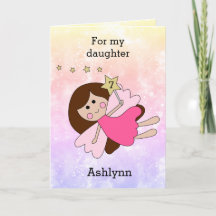 Pink Magic Fairy 7th Birthday Card