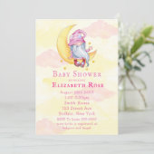 Carte Pink mignonne Gnome Moon Nuage Baby Douche Invitat (Debout devant)