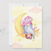 Carte Pink mignonne Gnome Moon Nuage Baby Douche Invitat (Dos)