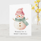 Carte Pink Mint Green Noël Snowman (Fleur jaune)
