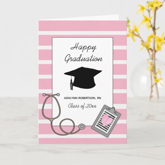 Carte Pink Nursing School Graduation (Fleur jaune)