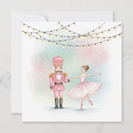 Carte Pink Nutcracker & Ballerina  Christmas Card  (Devant)