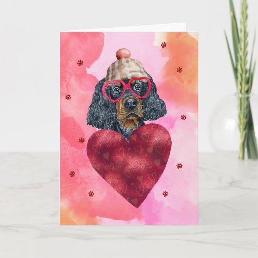 Carte Pink Orange Gordon Setter Valentine's Day Gift Chi (Devant)