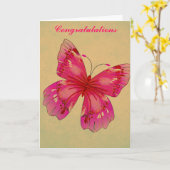 Carte Pink Oriental vintage papillon Félicitations (Fleur jaune)