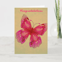 Pink Oriental vintage papillon Félicitations