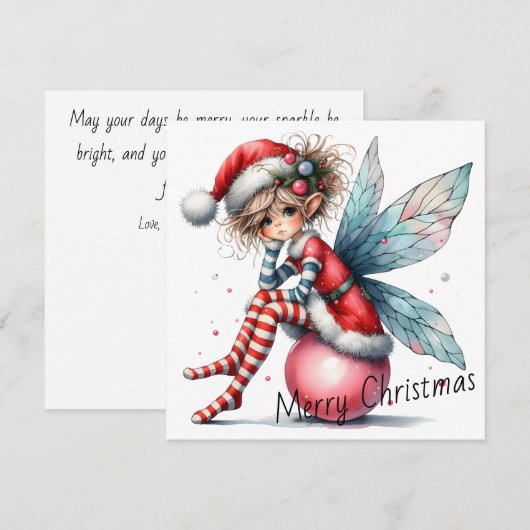 Carte Pink Ornament Fairy – Holiday Card (Devant / Derrière)