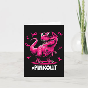 Carte Pink Out Cancer du sein Dinosaur Ribbon Garçon fil