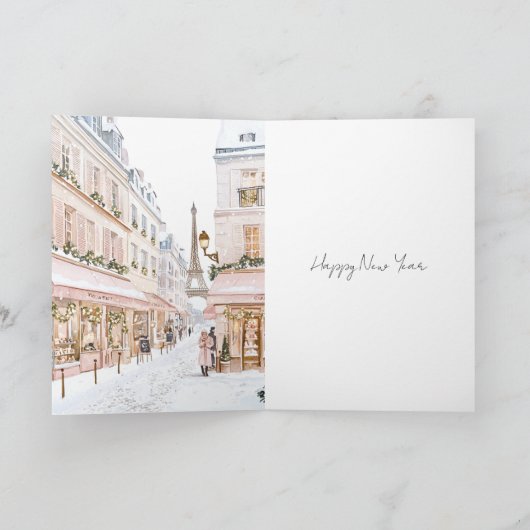 Carte Pink Paris Tour Eiffel Noël d'hiver (Intérieur)