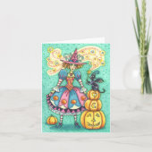 Carte PINK PARTY WITCH, HALLOWEEN MAGIC NOIR CAT Blank (Devant)