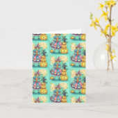 Carte PINK PARTY WITCH, HALLOWEEN MAGIC NOIR CAT Blank (Fleur jaune)