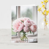 Carte Pink Peony Bouquet pour la pensée de vous (Fleur jaune)