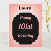 Carte Pink personnalisé Joyeux 101e anniversaire (Fleur jaune)