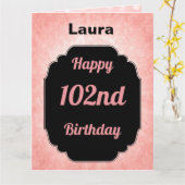Carte Pink personnalisé Joyeux 102e anniversaire (Fleur jaune)