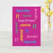 Carte Pink personnalisé N'importe quel nom, 11e annivers (Fleur jaune)