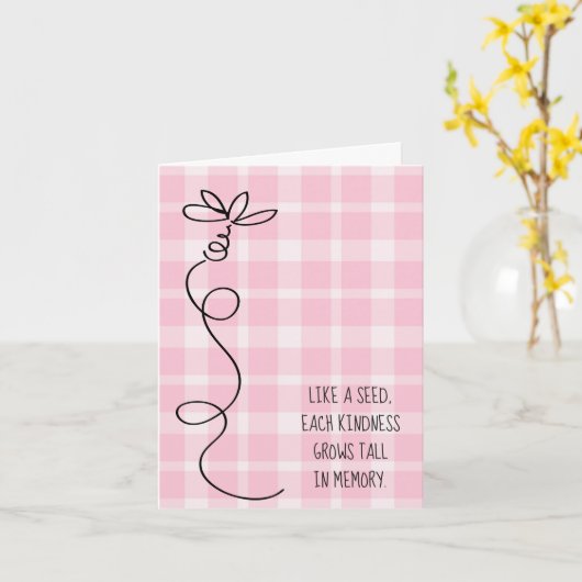 Carte Pink plaid merci (Fleur jaune)