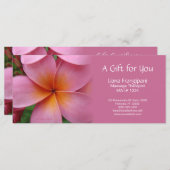 Carte Pink Plumeria Massage ou Certificats Cadeaux Spas (Devant / Derrière)