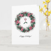 Carte Pink Poinsettia Holiday Wreath (Fleur jaune)