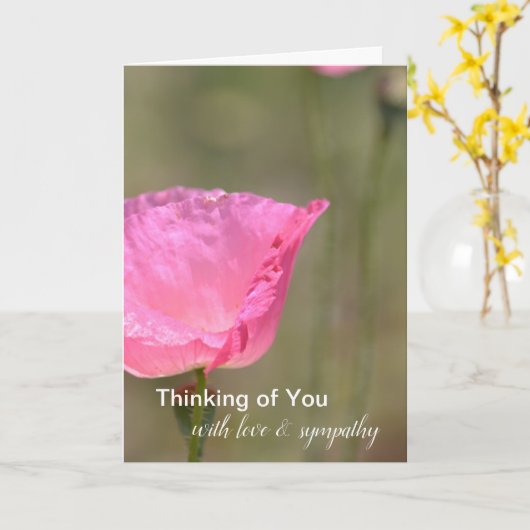 Carte Pink Poppy Flower pense de vous (Fleur jaune)