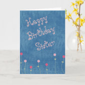 Carte Pink posies on Denim Sister Birthday (Fleur jaune)