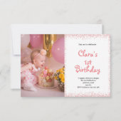 Carte Pink Premier anniversaire bébé fille photo Invitat (Devant)
