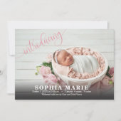 Carte Pink Présentation de la photo de naissance (Devant)