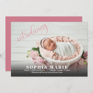 Carte Pink Présentation de la photo de naissance