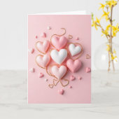 Carte Pink Puffy Hearts Valentine For Her Card (Fleur jaune)