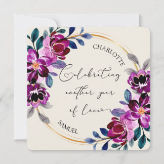 Carte Pink Purple Floral Celebrate Love Anniversary Card