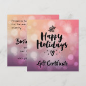 Carte Pink Purple Happy Holidays Certificat cadeau (Devant / Derrière)