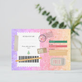 Carte Pink Purple Pattern Christmas Ticket Gift Voucher (Debout devant)