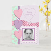 Carte Pink & purple with hearts and photo (Fleur jaune)