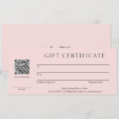 Carte Pink QR Code Modern Business Cadeau Certificat (Devant / Derrière)