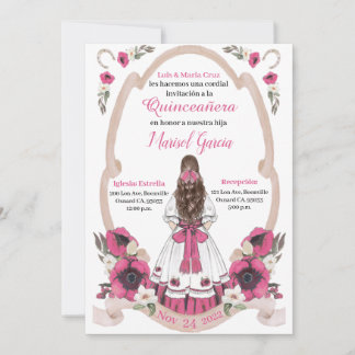 Carte Pink Quinceanera Charra, Rancho Charro Western