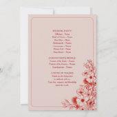 Carte Pink Red Floral Wedding Program (Dos)