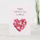 Carte Pink Red Rose Petals Heart Valentine's Day (Devant)