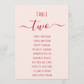 Carte Pink & Red Script Simple Modern Seating Chart Card (Dos)